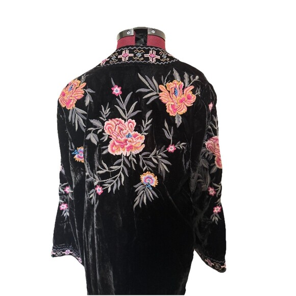 KYLA SEO Floral Embrodery VELVET KIMONO JACKET DUSTER L Whimsygoth Boho Coquette - Picture 5 of 15